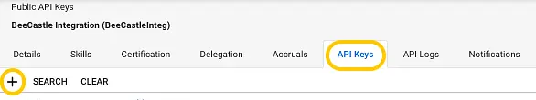 Once saved, go back into the API Members menu and select the API Member you just created. Then, click on API Keys. Click