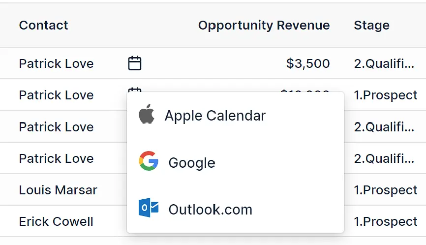 Step 3: Select Calendar Service