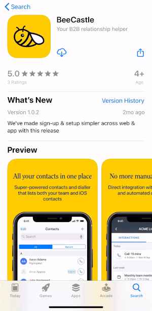 The BeeCastle phone application is currently available on iOS devices only.