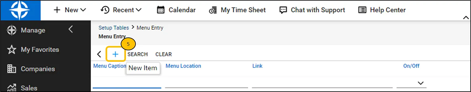 Click on the "+" to create a new Menu item.