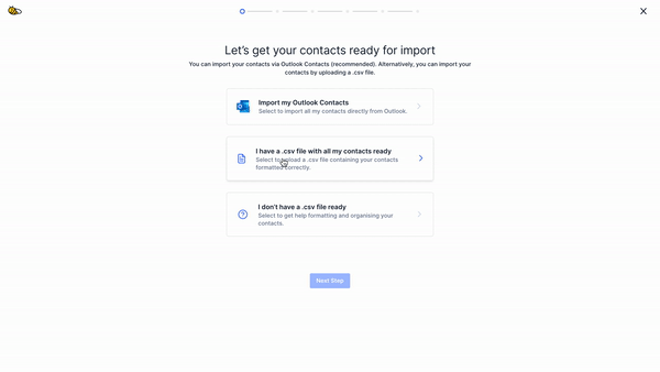 2. Select 'I have a .csv' and upload your .csv