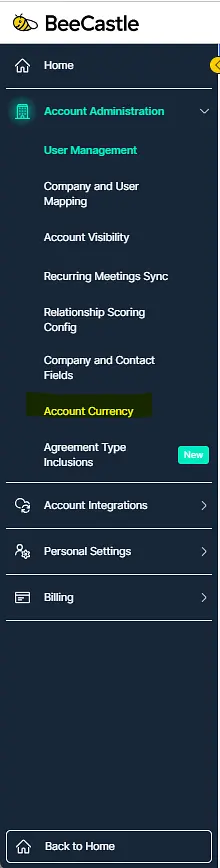 Settings > Account Administration > Account Currency