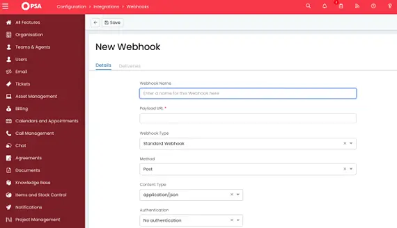 Navigate to Configuration -> Integrations -> Webhooks