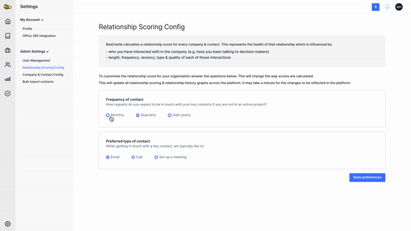 For example, selecting meetings as your preferred method of contact will reduce the impact emails and calls have on your