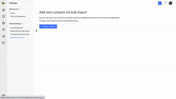 1. Visit the Bulk import section of Settings