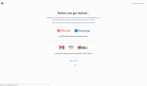 After signing up your BeeCastle Account, you will be prompted to choose which type of business account your business use
