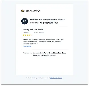 Those records will now show up in BeeCastle & any team members who are BeeCastle users that attended the meetings will b