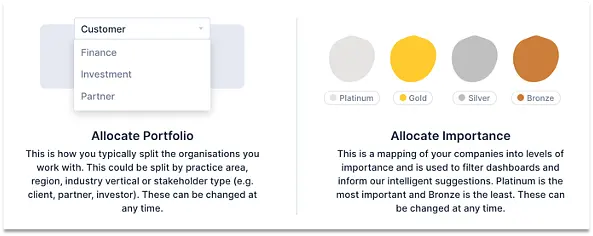 Once you have identified your key portfolios, you can add them as options in the settings menu by selecting ‘Portfolio’ 