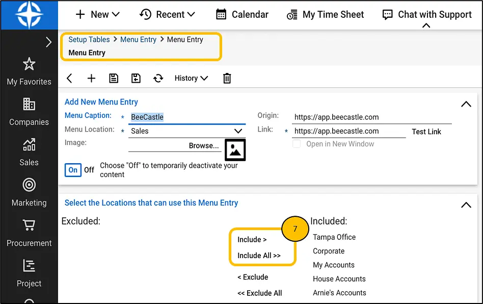 Select "Include All" to make sure that it appears for all users