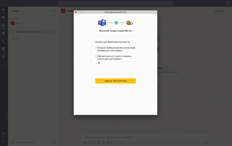 3. Authorise Teams access
