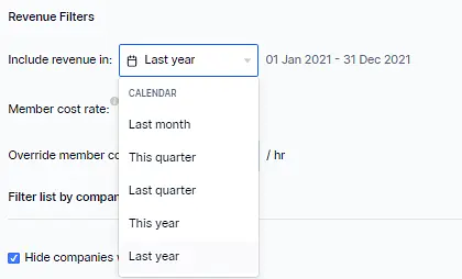 You can filter the data by time range from the options below.