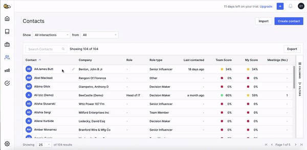 You can edit information such as the contact's name, role and role type.