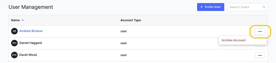 3. Select the three dots next to your name and select Archive