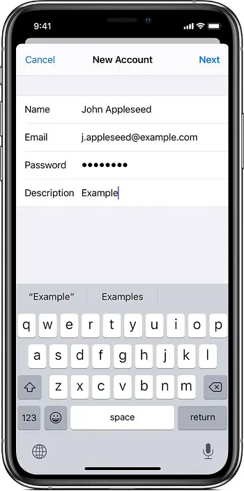 Tap Next. Mail will try to find the email settings and finish your account setup. If Mail finds your email settings, tap