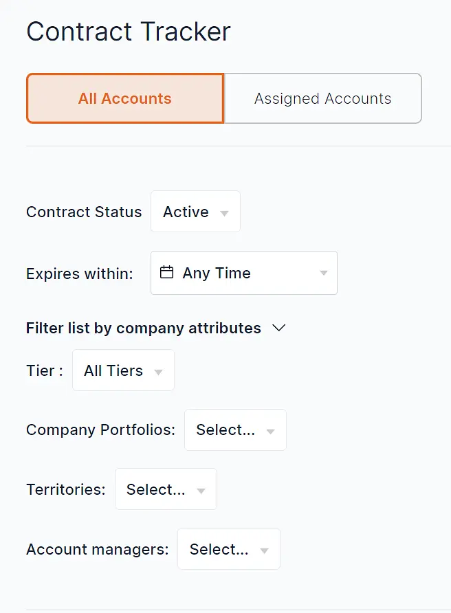 Other standard BeeCastle filters include "All Accounts / Assigned Accounts" and "Filter List by company attributes"